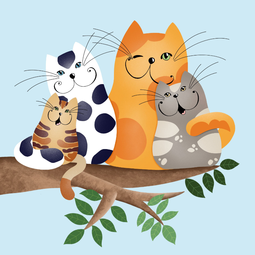 Kaartje2go.nl | Wenskaart - Katten in de boom