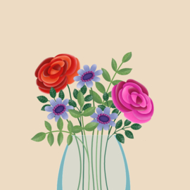 Kaartje2go.nl | Kat en een vaas bloemen