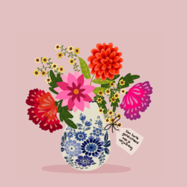 Verjaardagskaart | Delfts blauwe vaas met bloemen