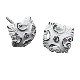 metalen knop vierkant wit