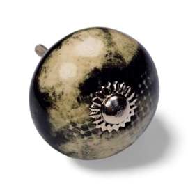 porseleinen knop MARMER/zwart wit