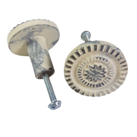 deurknop metaal rond wit MK 26/W