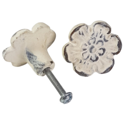 metalen deurknop bloem wit distressed