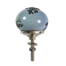 Ronde porseleinen knop grijs distressed