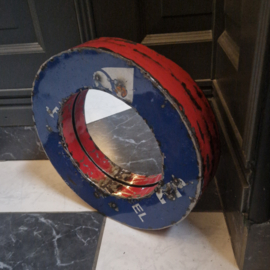 Vintage spiegel rond/blauw