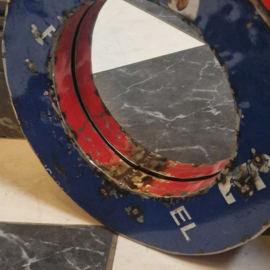Vintage spiegel rond/blauw