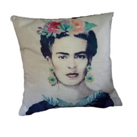 Frida Kahlo sierkussen wit pastel