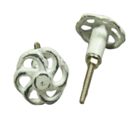 Ronde deurknop metaal wheels-wit distressed