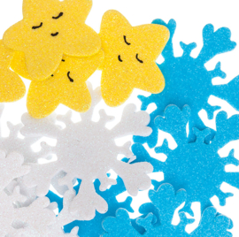 Foam Stickers Sterren & Sneeuwvlokken met Glitters