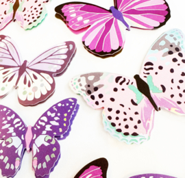Autocollants Papillon 3D avec Accents en Feuille d'Argent