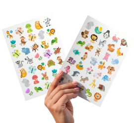 2 Grote Stickervellen Diertjes en Jungle