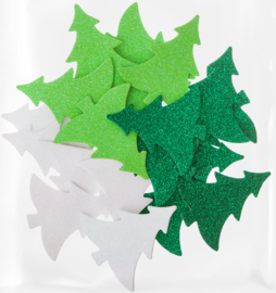 Foam Kerstboom Stickers met Glitters