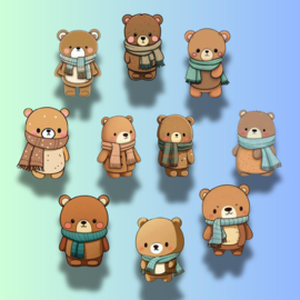 Winter Beren Stickers - Grote Waterproof Stickers