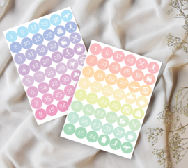 14 mm Planner Stickers - Pastel Twins Data + Icoontjes