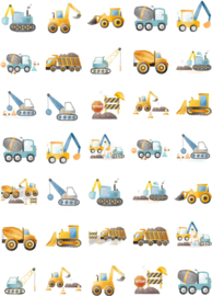 Beloningssysteem Bouwvoertuigen - 4 Grote Beloningskaarten & 105 Stickers