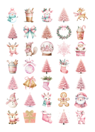 Kerst Stickers - Pink Christmas