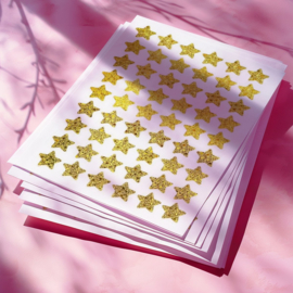 Gouden Glitter Sterren Stickers - 270 Stuks - 5 Stickervellen Kerst