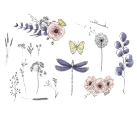 15 Temporary Tattoos Flowers - Stick-on Tattoos Adults