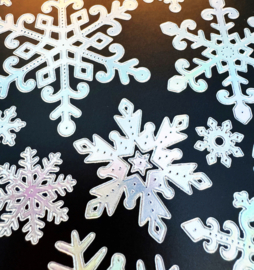 Autocollants flocons de neige holographiques - Lot de 2 feuilles d'autocollants