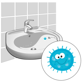 "Handen Wassen Bacterie" - Set van 4 Stickers