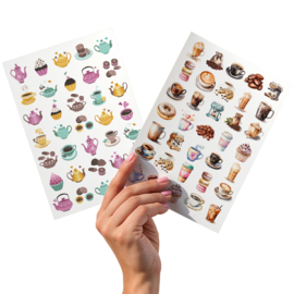 2 Grote Stickervellen Koffie en Thee