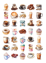 2 Grote Stickervellen Koffie en Thee