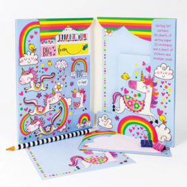 Unicorn Briefpapier - Map met 30 Vel Gelinieerd Briefpapier & 20 Bijpassende Enveloppen & Stickers & Sluitzegels