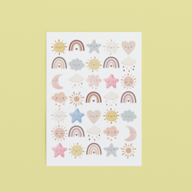 2 Grote Stickervellen Zonnetjes & Regenbogen