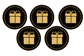 Goud Zwart Cadeautje Sluitzegels (5 stickers)