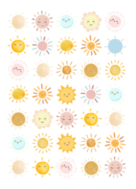 2 Grote Stickervellen Zonnetjes & Regenbogen