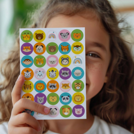 Stickervel Dierenhoofdjes - 35 stickers
