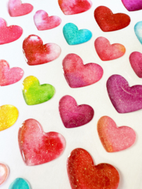 Gel Stickers Hearts with Glitter