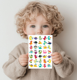 Beloningssysteem Dino's - 5 Dubbelzijdige Beloningskaarten - 105 Grote Stickers