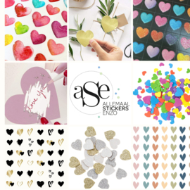 Hearts with Glitter Sticker Sheet - 160 stickers