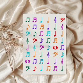 Gekleurde Muzieknoten Stickers - Muziek Stickers