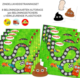 8 Beloningskaarten Autorace + 320 stickers + Verkleurende Plassticker