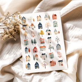2 Grote Stickervellen Nederland en Huisjes