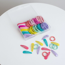 Haaraccessoires Kind - 120 Haarspeldjes en Elastiekjes voor Meisjes in Doosje