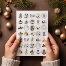 Sticker sheet Golden Wintertime - 35 stickers