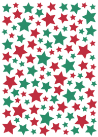Rode en Groene Sterren Stickers - 4 Grote Stickervellen - 480 Stickers