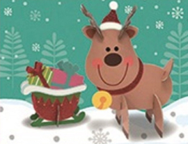 Weihnachts-Bastelset - Rentier und Schlitten aus Karton mit Glitzer