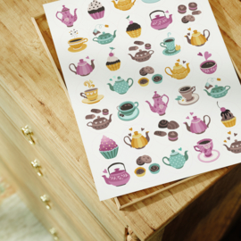 2 Grote Stickervellen Koffie en Thee