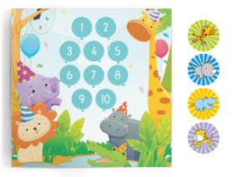 2 Beloningskaarten met 54 grote stickers - Feestbeestjes