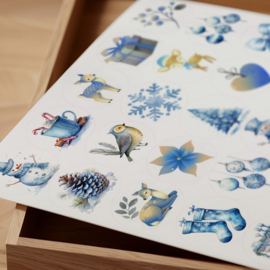 Stickervel Blue Christmas - 35 stickers
