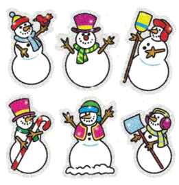 Sneeuwpop Glitterstickers - 30 stickers