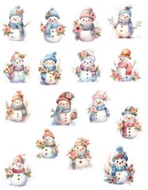 Mignons bonshommes de neige - 16 autocollants