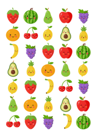 2 Grote Stickervellen Fruit en Groenten