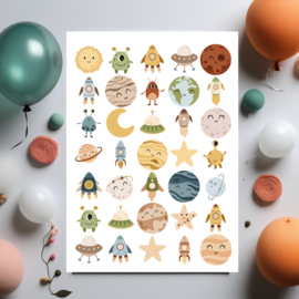 2 Grote Stickervellen Ruimte en Planeten