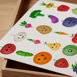 2 Grote Stickervellen Fruit en Groenten