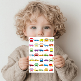 2 Grote Stickervellen Autootjes en Werk aan de Weg